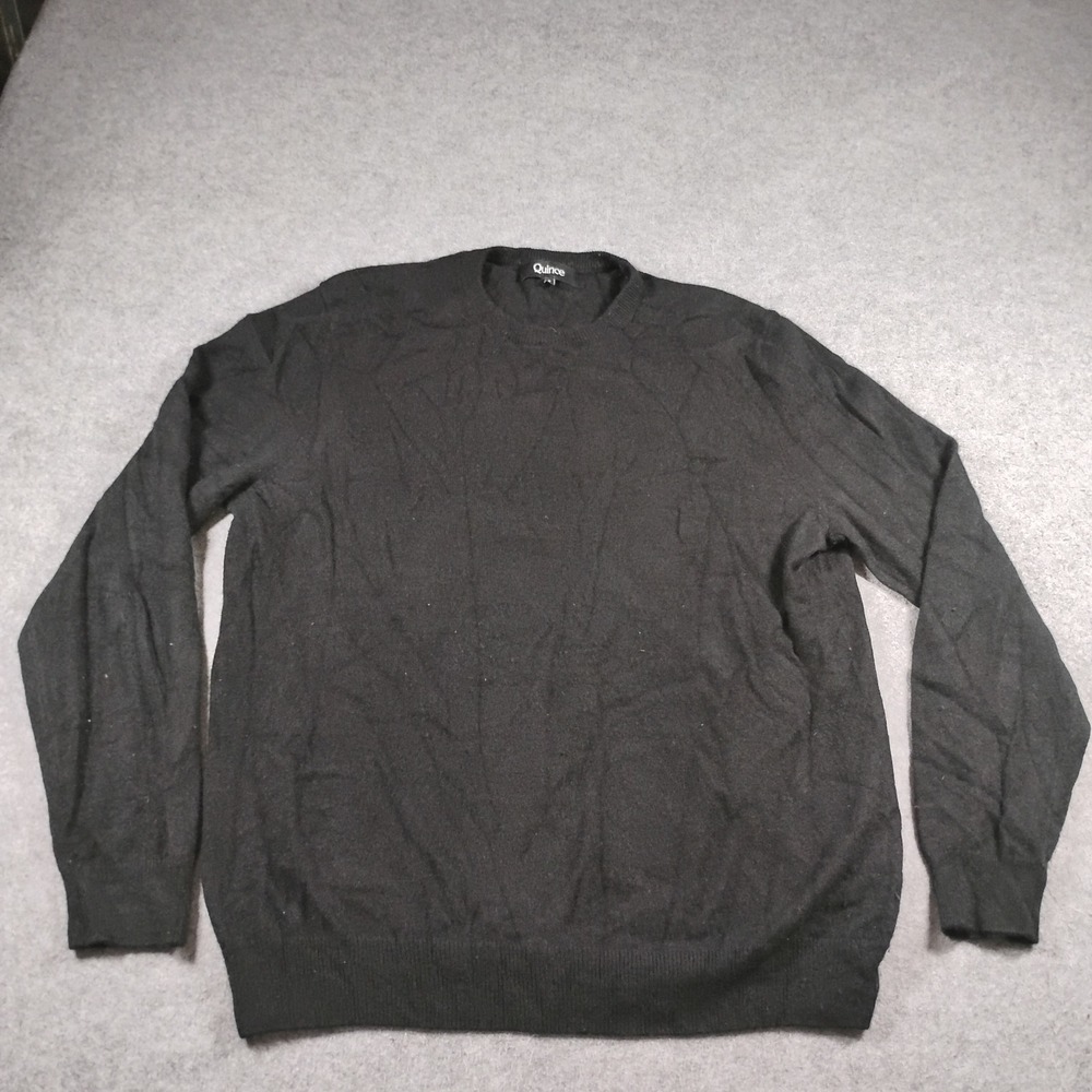 Quince 100% Mongolian Cashmere Crewneck Sweater Men's XL Black Minimalist Basic